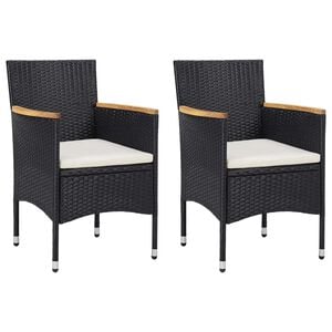 vidaXL Rattan Chair Set of 2 Black Poly Rattan Standard