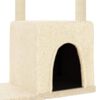 vidaXL Cat Tree Cream Engineered wood, plush, sisal 38.4 in Modern