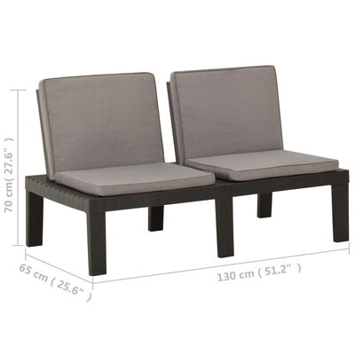 vidaXL Patio Lounge Bench with Cushion Plastic Gray
