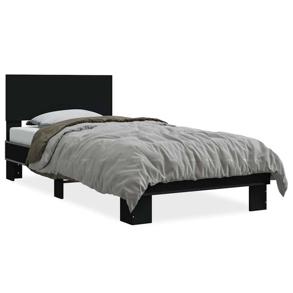 vidaXL Bed Frame Black Engineered Wood Single Durable Bed Frame
