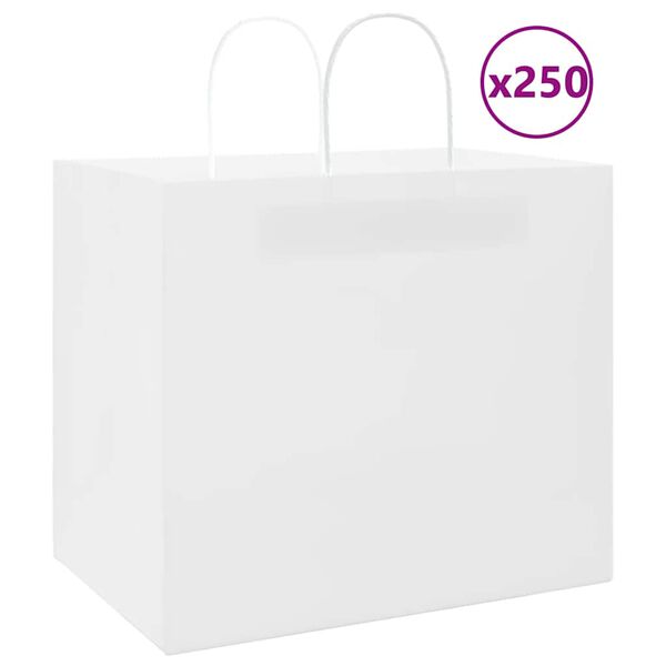 vidaXL Paper Bags 250 pcs with Handles White 12.6x8.7x11.0"