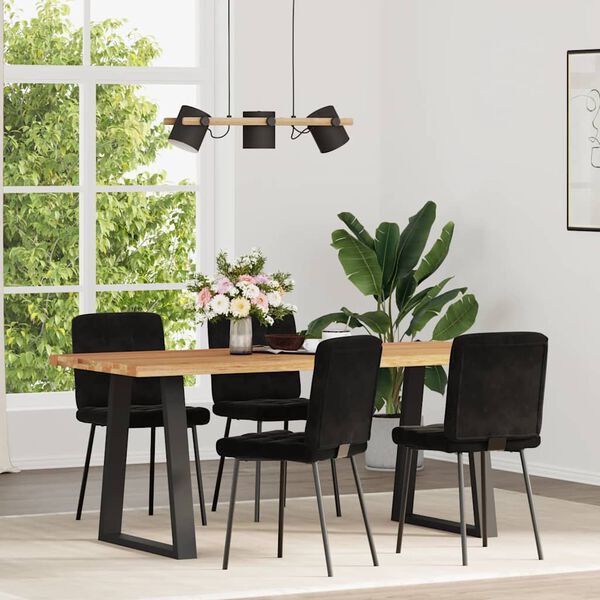 vidaXL Dining Chair Set of 4 Black Velvet, Plywood, Metal Standard
