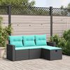 vidaXL Garden Sofa Set Black Poly Rattan, Steel Medium Modular