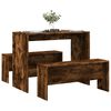 vidaXL Dining Table And Bench Set Smoked oak Engineered wood Compact