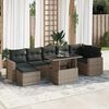 vidaXL Garden Sofa Set Gray PE rattan, powder-coated steel, tempered glass