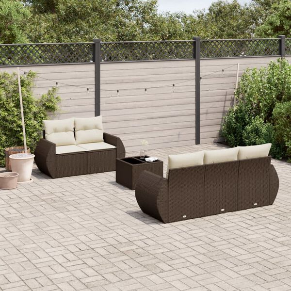 vidaXL Garden Sofa Set Brown, Cream White