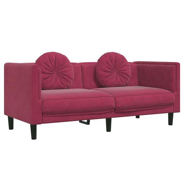 vidaXL 2 Piece Sofa Set with Pillows Wine Red Velvet