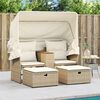 vidaXL Garden Sofa Beige PE rattan Standard Removable Covers