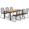 vidaXL Dining Set Black and Brown WPC, aluminum, PVC rattan, steel