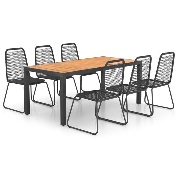 vidaXL Dining Set Black and Brown WPC, aluminum, PVC rattan, steel