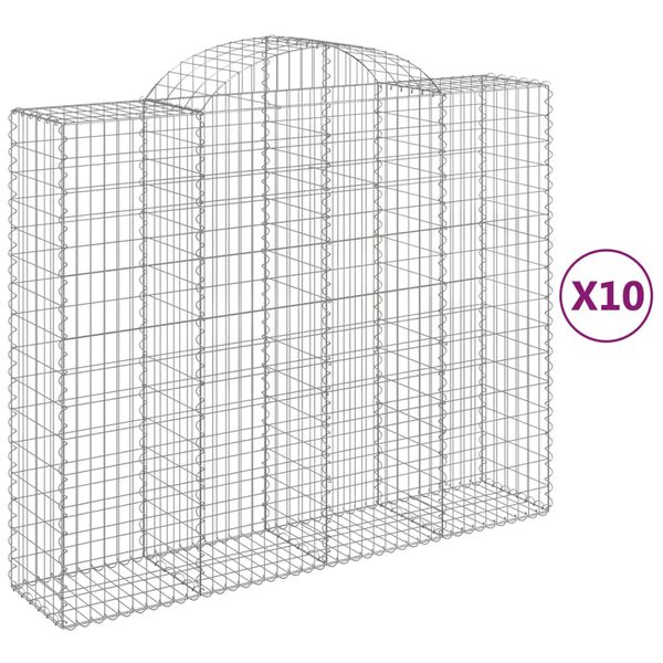 vidaXL Gabion Basket Set of 10 Silver Galvanized Iron Large