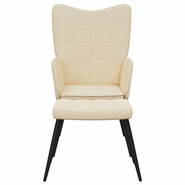 vidaXL Relaxing Chair With Stool Cream Fabric (100% polyester), steel