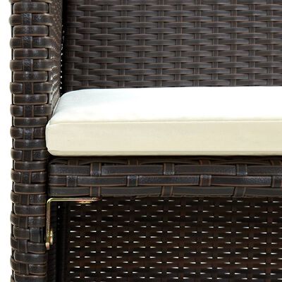 vidaXL 4 Piece Patio Lounge with Cushions Set Poly Rattan Brown