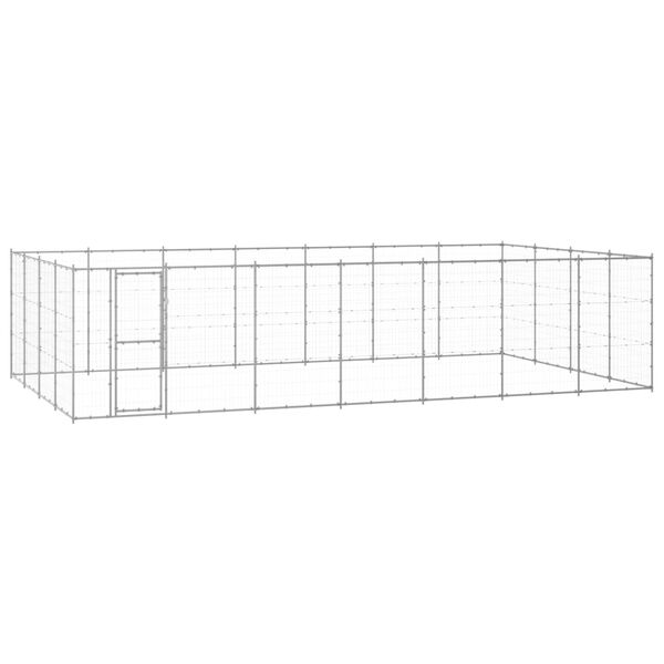 vidaXL Dog Kennel Silver Galvanized Steel 33.88 sq ft Durable