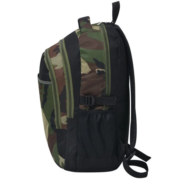 vidaXL School Backpack 10.6 gal Black and Camouflage