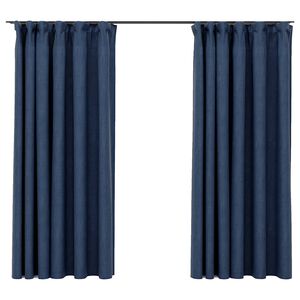 vidaXL Linen-Look Blackout Curtains with Hooks 2 pcs Blue 55.1x68.9"