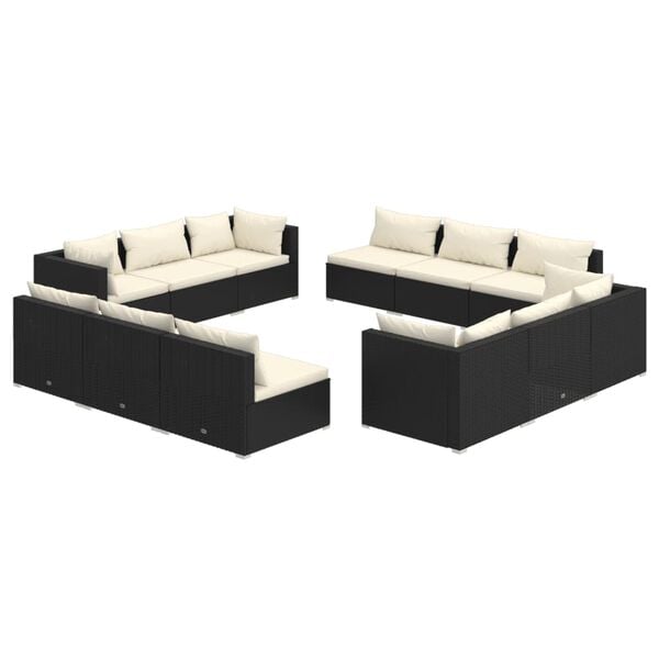 vidaXL Garden Lounge Set Black, Cream