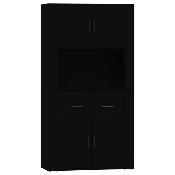 vidaXL Highboard Black Engineered wood Medium Highboard Rectangular