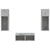 vidaXL 4 Piece TV Wall Stands with LED Lights Concrete Gray