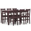 vidaXL Dining Set Dark Brown Pinewood 7 Piece Set Seats Many