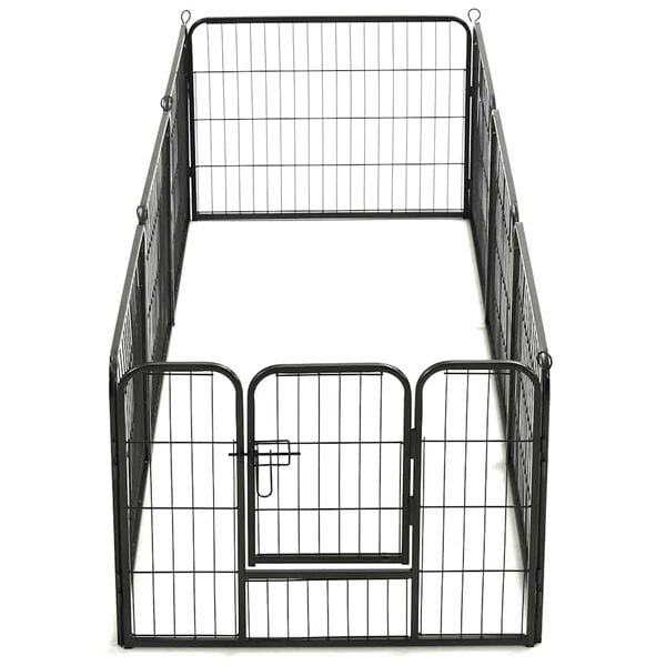vidaXL Dog Playpen Black Powder-Coated Steel