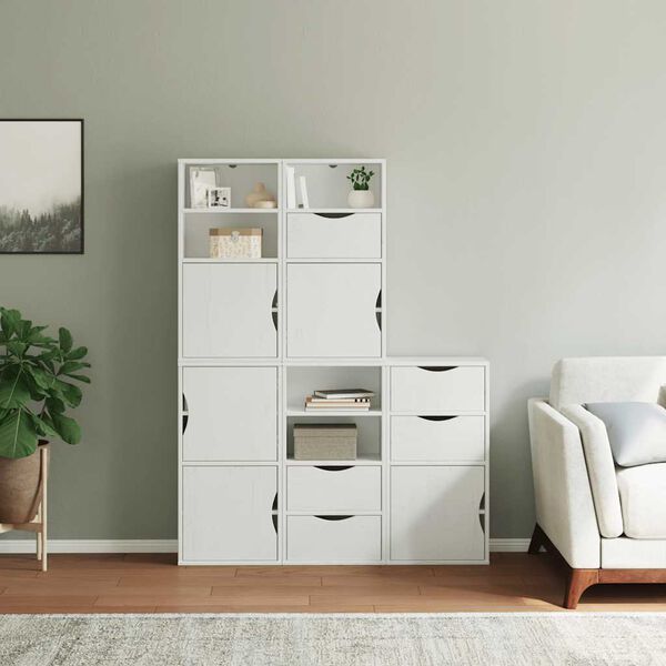 vidaXL Side Cabinet White Solid pine wood, engineered wood Standard