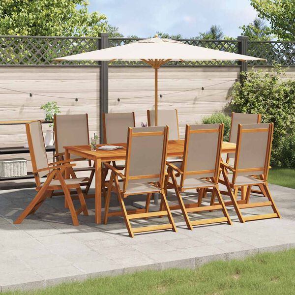vidaXL Folding Garden Chair Set of 8 Taupe Solid Acacia wood Medium