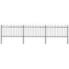 vidaXL Garden Fence with Hoop Top Steel 211.4"x39.4" Black