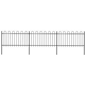 vidaXL Garden Fence with Hoop Top Steel 211.4"x39.4" Black