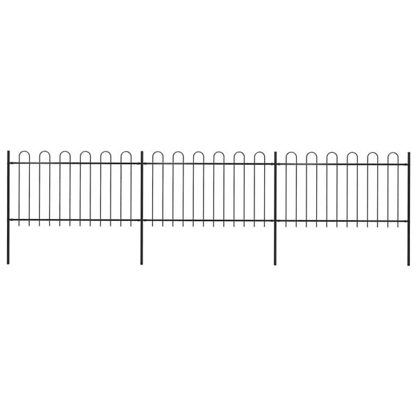 vidaXL Garden Fence with Hoop Top Steel 211.4"x39.4" Black