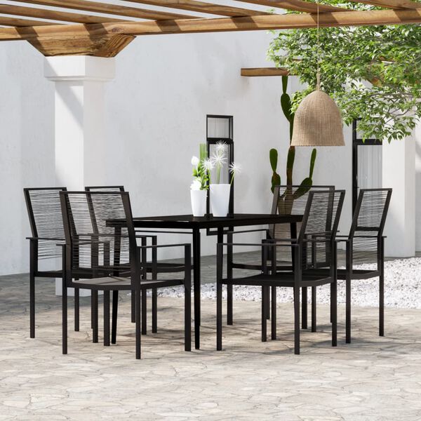 vidaXL Dining Set Black Powder-coated steel Large Durable Dining Set