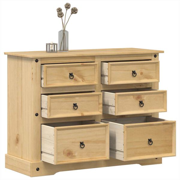 vidaXL Chest of Drawers Honey Solid pine wood, engineered wood, metal