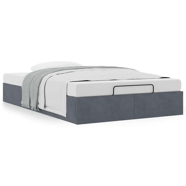vidaXL Ottoman Bed Frame Dark Grey Velvet, Metal, Plywood, Engineered Wood