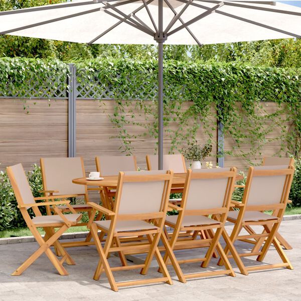 vidaXL Garden Chair Set of 8 Taupe Solid Acacia wood Medium Foldable