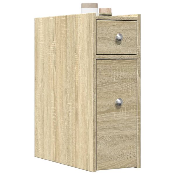 vidaXL Narrow Bathroom Cupboard Sonoma Oak Engineered Wood Slim Portable