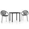vidaXL Dining Set Black Powder-coated steel, glass, PVC rattan Medium