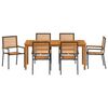 vidaXL Garden Dining Set 7 pcs Black Solid Acacia Wood