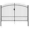 vidaXL Fence Gate Double Door with Spike Top Steel 117.9x98.2" Black