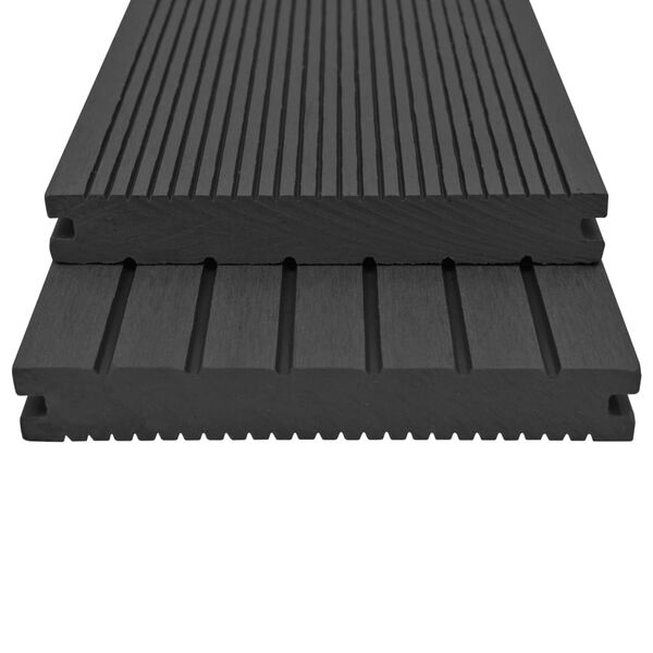 vidaXL WPC Solid Decking Boards with Accessories 65.6 '&sup2; 7.2 ' Black (10x45008)