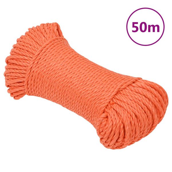 vidaXL Work Rope Orange 0.24 " 164.0 ' Polypropylene
