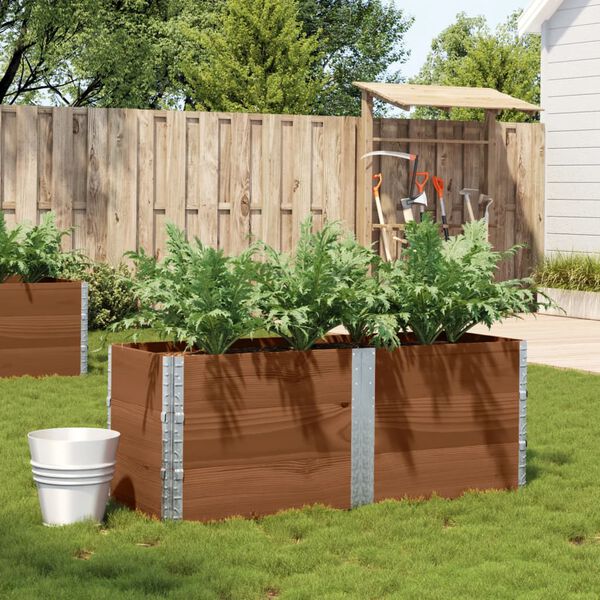 vidaXL Garden Planter Brown Solid Pine Wood 59.1 in Stackable