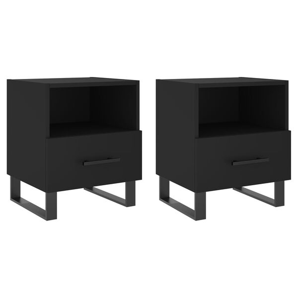 vidaXL Bedside Cabinet Set of 2 Black Engineered wood, Iron Medium