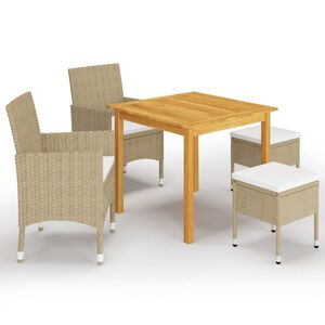 vidaXL Dining Set Beige Solid Acacia wood Compact Durable Dining Set