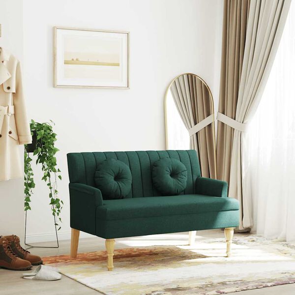 vidaXL Bench Dark Green Fabric (100% polyester) Medium Bench