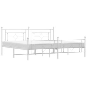 vidaXL Bed Frame White Powder-Coated Steel Full Bed Frame Rectangular