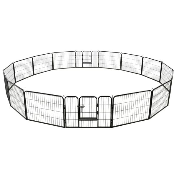vidaXL Dog Playpen Black Powder-coated steel