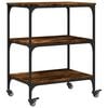 vidaXL Kitchen Trolley Smoked Oak 23.6"x16.1"x29.9" Engineered Wood