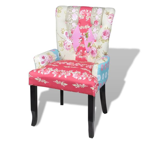 vidaXL Armchair with Patchwork Design Fabric