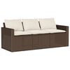 vidaXL Garden Dining Set Brown PE rattan 3-seater sofa Sturdy