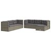 vidaXL Garden Lounge Set Grey PE rattan Large Adjustable Armrests